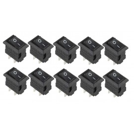 2 Pin ON/OFF I/O SPST Snap in Mini Rocker Switch (Pack of 10)