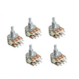 ZYME® 5pcs 100K Ohm Potentiometer Pot Variable Resistor 6 Pins Split Shaft Rotary Linear Dual Taper Audio B Type, Volume Control Potentiometer B100K